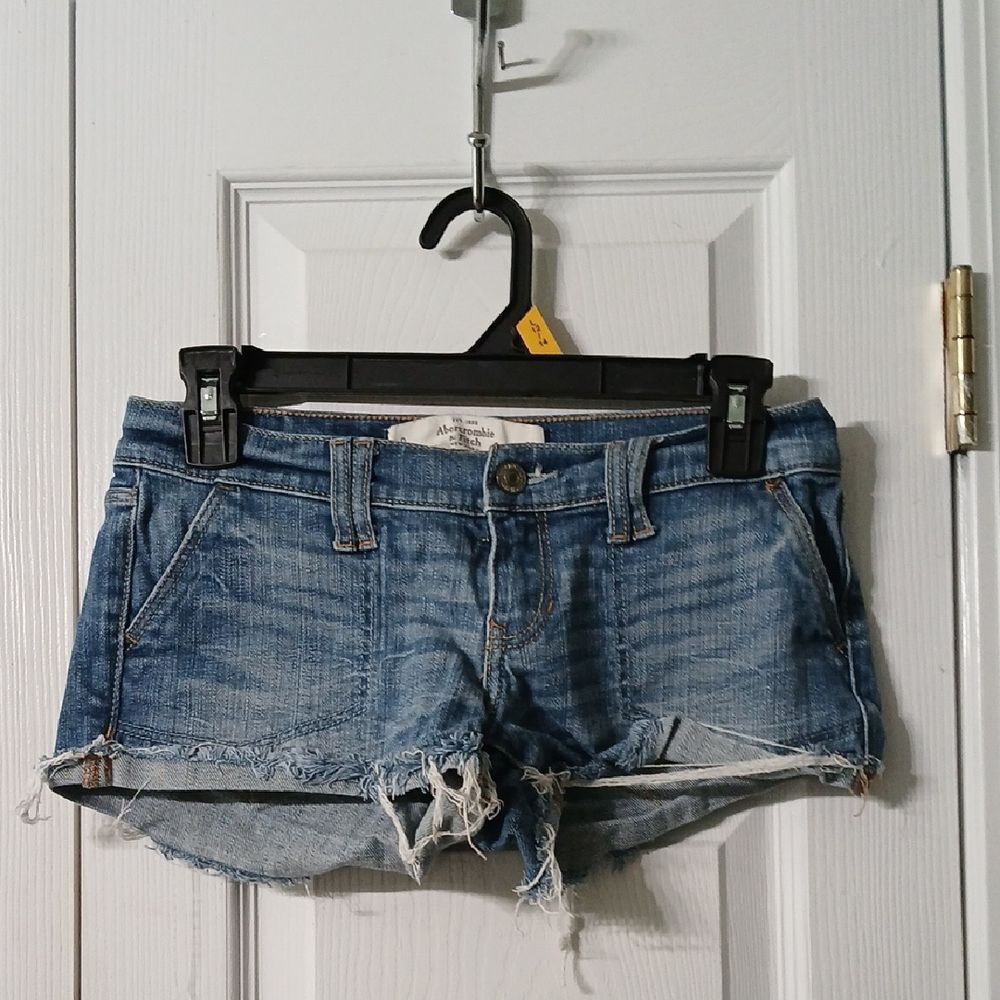 Abercrombie & Fitch perfect stretch raw hem jean short shorts Sz 0 Waist 25
